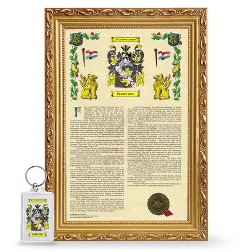 Vander veen Framed Armorial History and Keychain - Gold